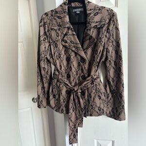NY Collection Black and Tan Lace Blazer